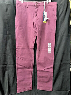 Dockers Smart 360 Flex Slim Fit Pants Burgundy Waist 34x32